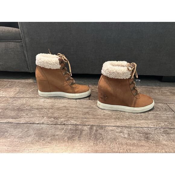 Kenneth Cole Kam Hiker Wedge cozy boots size & Brown - Picture 2 of 12